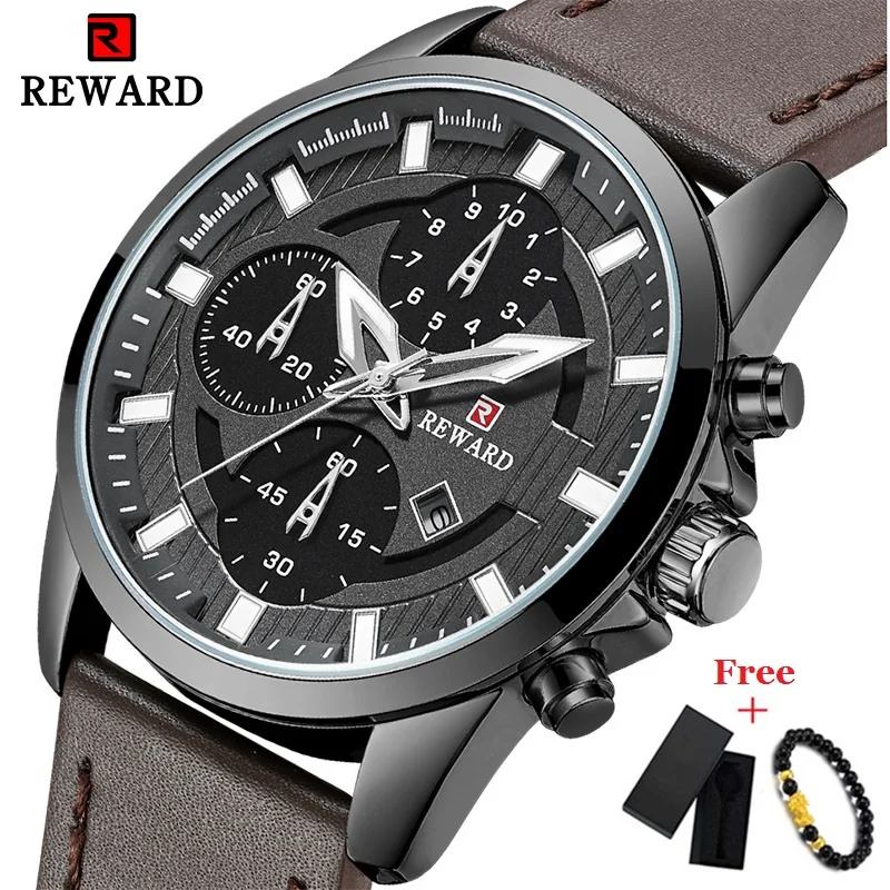 

REWARD Watch Men Luxury Sport Men's Quartz Watches Waterproof Clock Man Army Military Leather Wrist Watch Relogio Masculino 2019