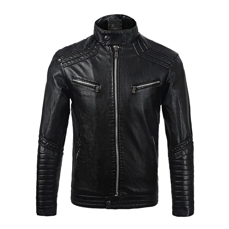

2020 Autumn And Winter Europe And America Motorcycle New Style Men PU Coat Large Size Leather Jacket plus Velvet MEN'S Leather C