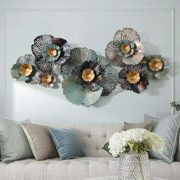 

3D Europe Luxury iron wall decor for living room Creative wall handmade metal hanging decoration habitacion iron flowers decor