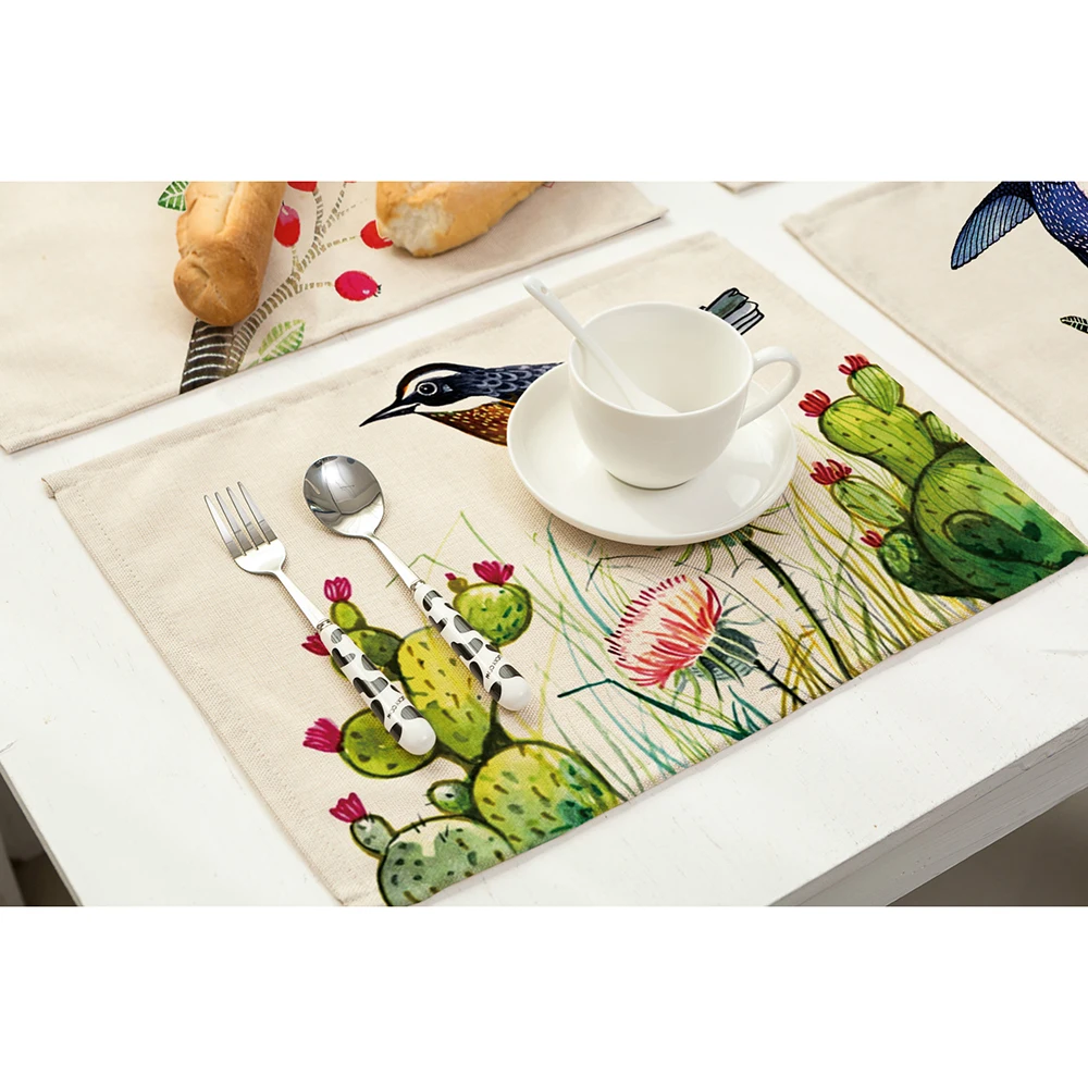 Lychee 42*32 см красочные птицы подстилки стол коврик анти-обжигающий коврик DIY украшения кухни обеденный аксессуары