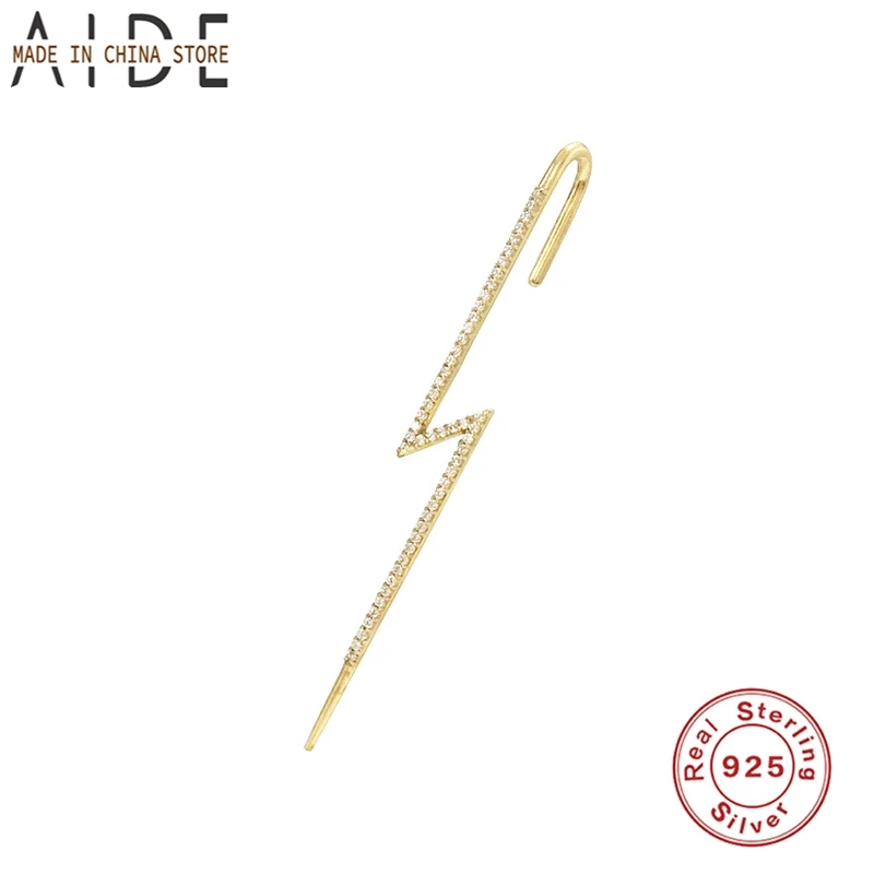 

Aide 100% 925 Sterling Silver Stud Earrings Lightning Zircon Surround Auricle Type Ear Bone Clip Diagonal Korean Gold Jewelry
