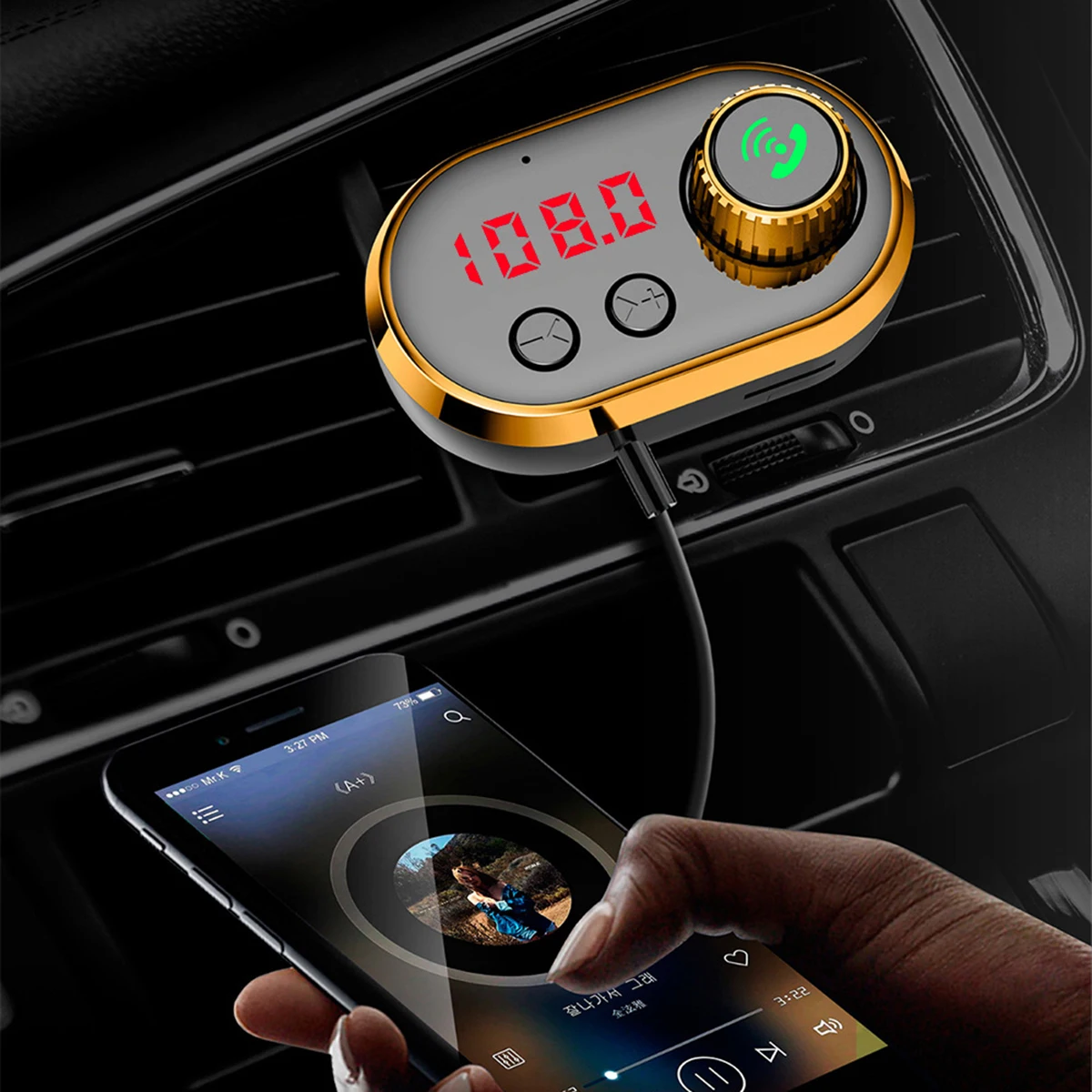 Автомобильный fm-передатчик комплект беспроводной BT аудио mp3-плеер автомобильный арома-диффузор Встроенный микрофон Поддержка громкой связи
