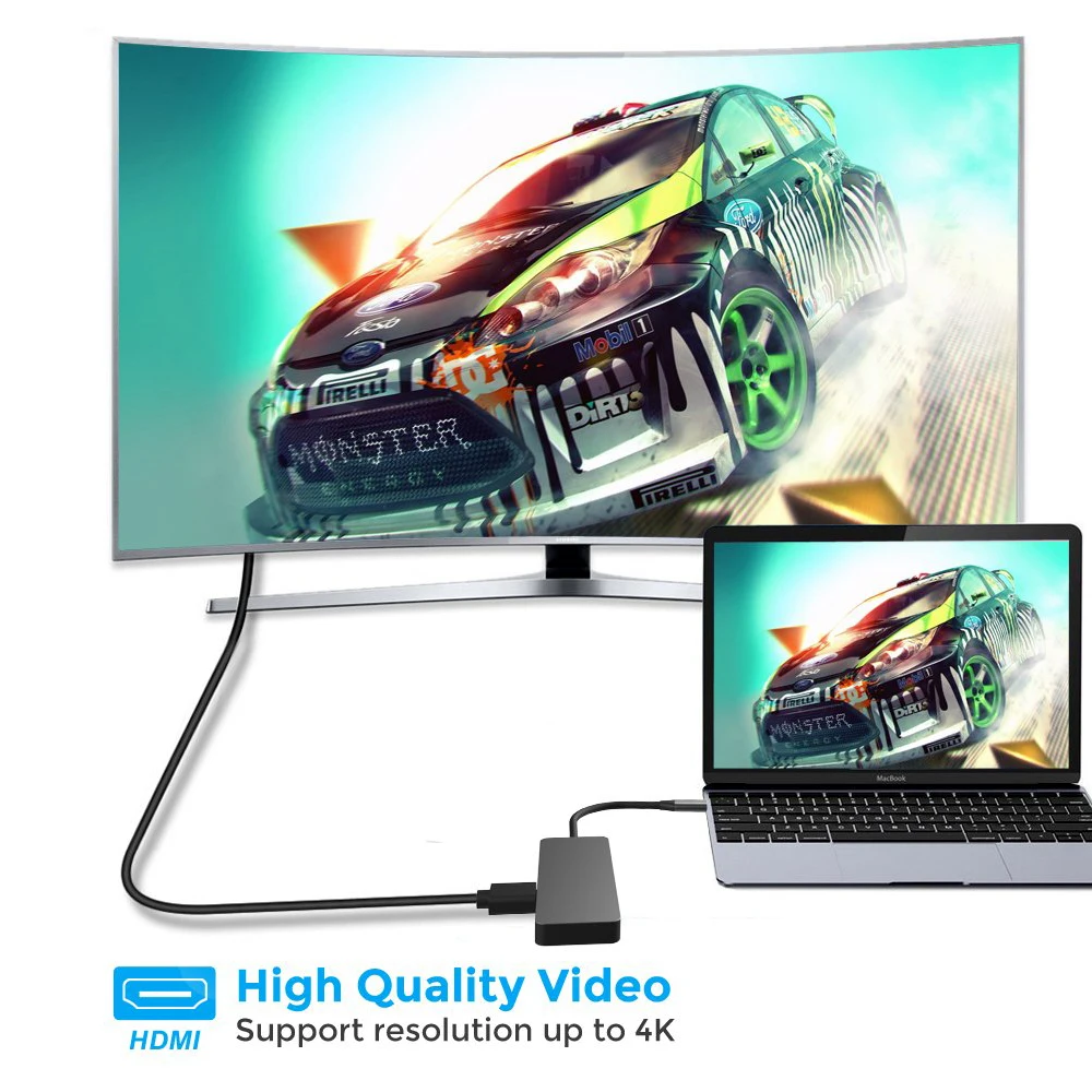USB C концентратор, 7 в 1 type C к HDMI 4K адаптер с 3 usb портами SD/TF кард-ридер для нового MacBook/MacBook Pro /, hp Spectre