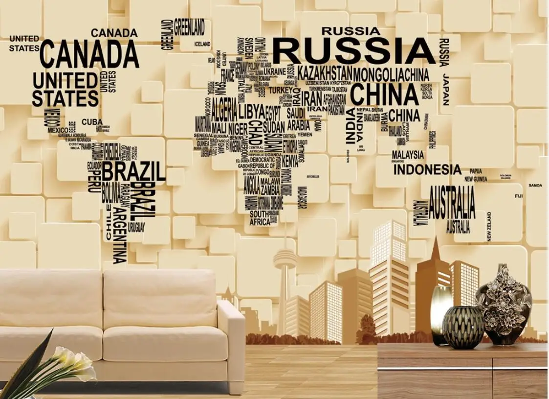 

World Map Photo Wall Mural Wallpapers for Living Room Home Wall Decor 3d Wall Papers Russia Map on The Wall Rolls Paper Wall