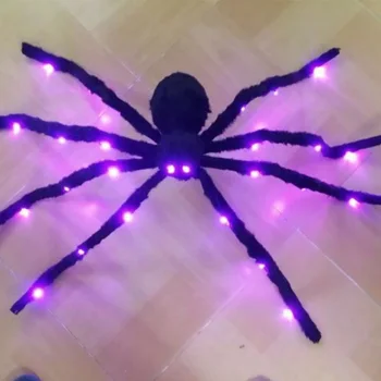 

Horror LED Light Up Artificial Spiders Black Realistic Fake Spider Prank Jokes Toy Halloween Party Haunted House Scary Decor