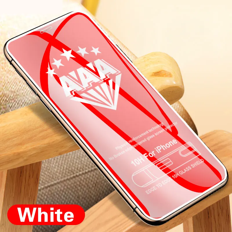 AAA+ закаленное стекло на iPhone 11 Pro XR X XS MAX стекло полное покрытие для iPhone 11 Pro Max защита экрана Защитная пленка - Цвет: White