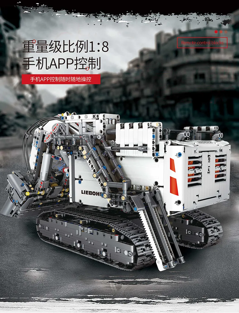 Skup Kompatybilny z Legoed Technic series 42100 Bricks Liebherrs Excavator R9800 Motor Power zestaw modeli do składania samochodów klocki prezent