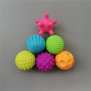 

6pcs/lot Children Touch Tactile Rubber Toy Balls Colorful Sound Massage Hand Crawl Training Bath for Kids Baby Outdoor Games