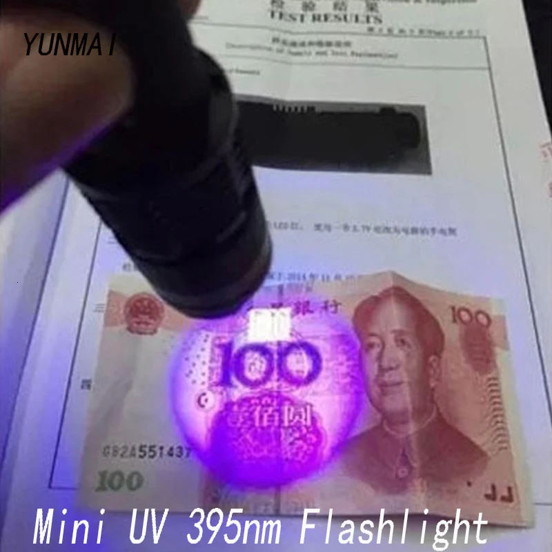 Мощный мини зум портативный УФ 395nm светодиодный фонарик фиолетовый черный свет Torche лампа использовать батарею AA/14500