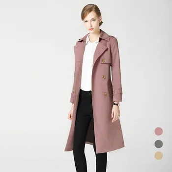 

2019 Autumn Winter New Fashion Double Breasted long Trench Coat Womens Khaki Slim waterproof Windbreaker Female