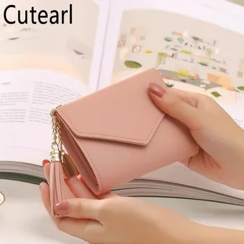 

Women's Tassel Pendant Short Wallet 3 Fold Big Capacity Coin Pocket Simple Small Fashion Ladies Multi-card bit Leather Walle