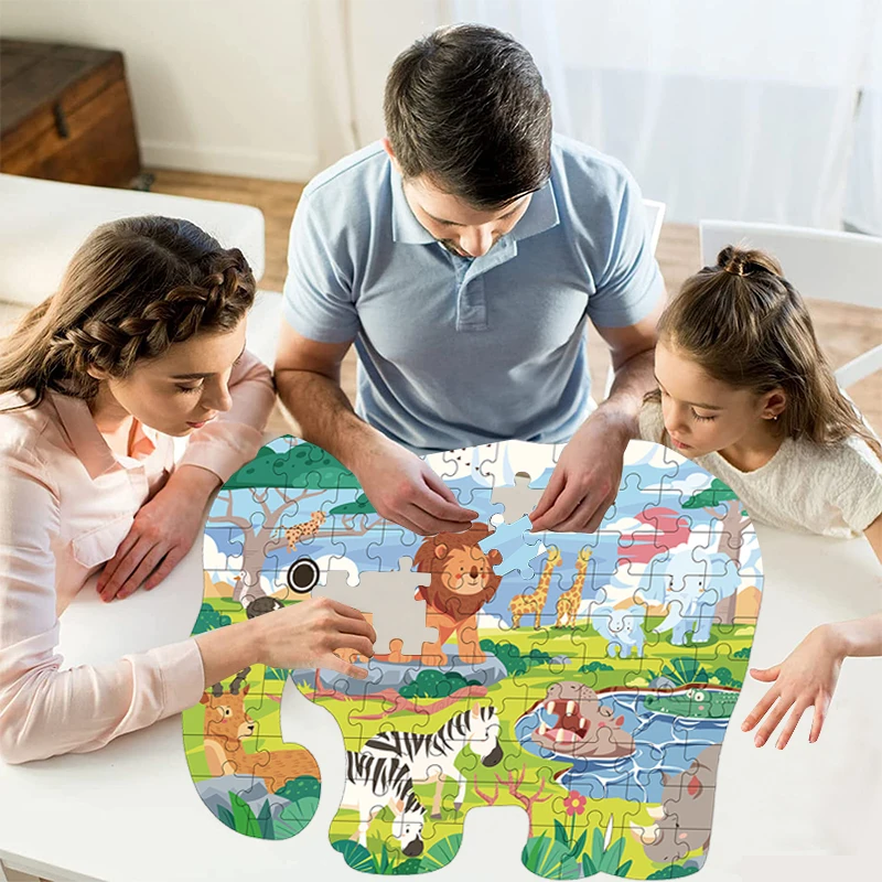 Hahowa Elephant Jigsaw Puzzle Animal Shaped Lion Puzzles For Kids Children 3 Years Games Educational Toys Child Birthday Gift 2