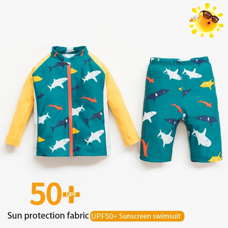 Children Sunscreen Swimsuit Boys Baby Bathing Suit Boy Kid One Piece Swimming Suit Toddler Baby Sun Protection Swimwear