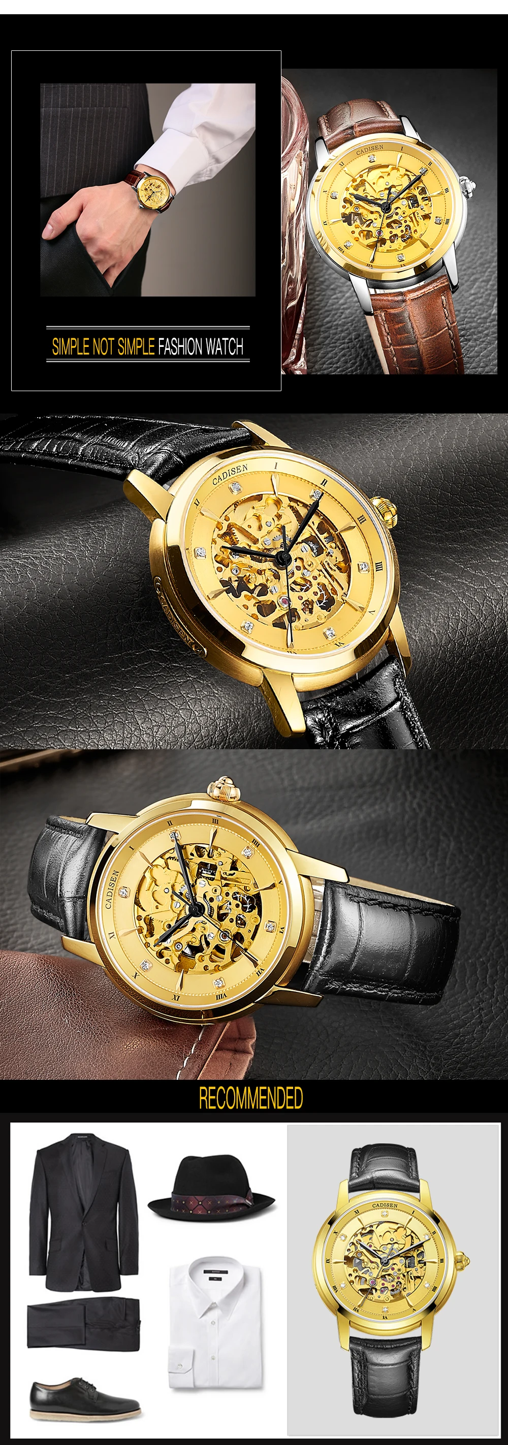 Cadisen, автоматические часы для мужчин,, Топ бренд, Роскошные, известный, мужские часы, наручные часы, сапфировое стекло, наручные часы, Relogio Masculino