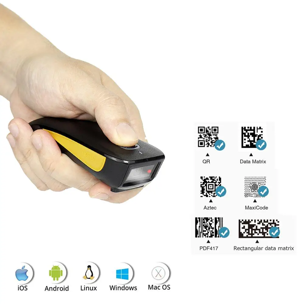 

NETUM C750 Bluetooth 2D Barcode Scanner Pocket Wireless QR Reader Data Matrix PDF417 IOS Android Windows