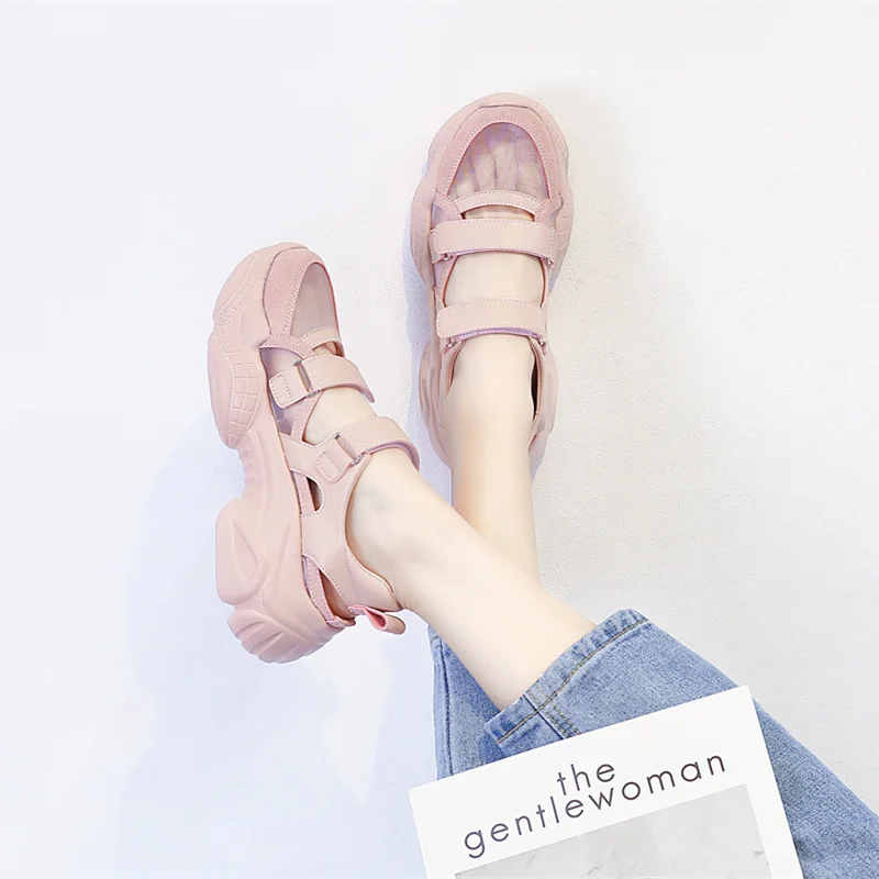 Baotou Women's New Sandals 2021 Waterproof Platform Women's Shoes Fashion Mesh Sandals Breathable Wear Resistant Women's Shoes