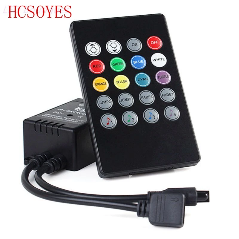 

20 Key Music IR Controller Black Sound Sensor Remote For RGB LED Strip 12V-24V For RGB 5050 3528 smd LED Strip