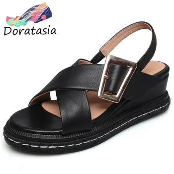 

DORATASIA Brand Classic Women Open Toe Buckle Back Strap Paltform Shoes Wedges Consise Sandals Women Sandals