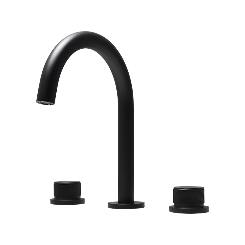 Zexzen Badezimmer-Wasserhahn 2 Griffe – Schwarz & Gold, 10,2 Cm Mittelanschluss – Mit Schwenkauslauf & Zulaufschläuchen