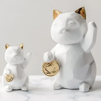 

Creative Cute Cat Lucky Cats Figurines Miniature Model Home Decoration Accessories Living Room TV Cabinet Decoration Ornaments