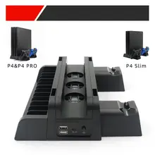Для PS4/PS4 Slim/PS4 Pro вертикальная подставка с охлаждающим вентилятором двойной контроллер зарядное устройство зарядная станция для SONY Playstation 4 кулер