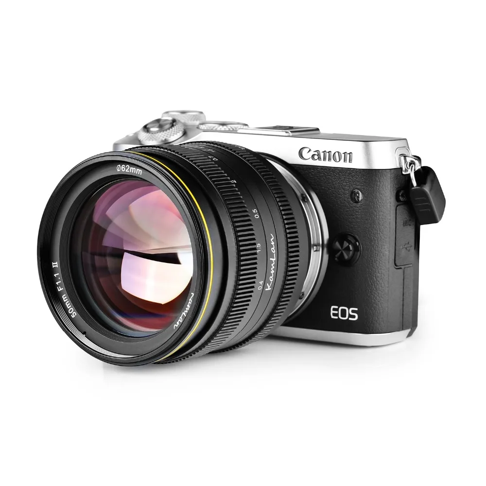 Kamlan 50 мм F1.1-F16 II APS-C с большой диафрагмой ручной фокус объектив для NEX для EOS-M для камер FUji M4/3 8 элементов в 6 групп