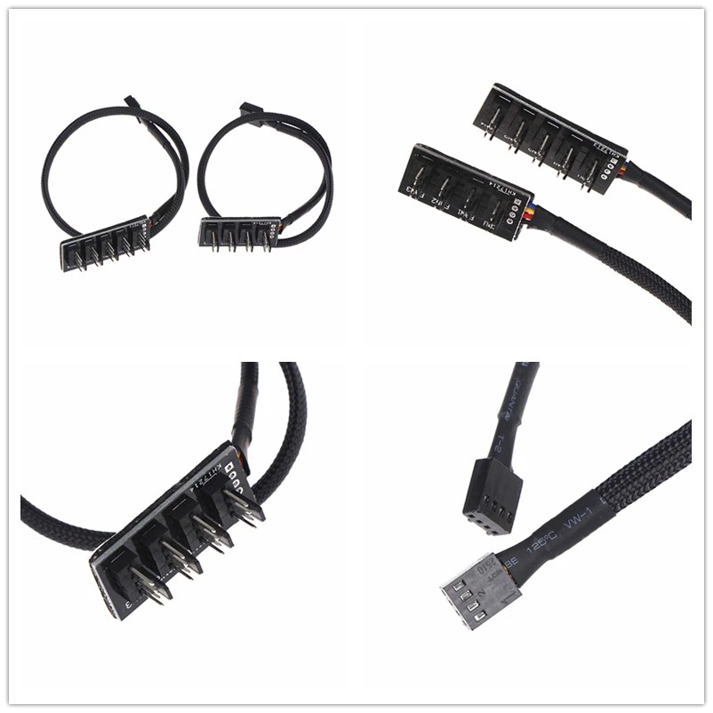 PC Fan Hub Splitter Cable - 1 To 4 Pin PWM Fan Power Adapter, 12V (Black)
