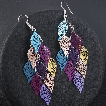 

Seven-color small nine leaf accessories Leaves Earring Bohemian Jewelry Dangle Drop Earrings Boho Cute decoration Women Gift
