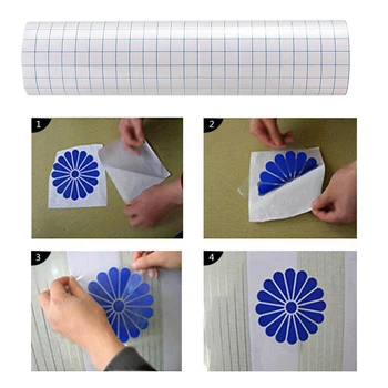 

Vinyl Transfer Tape Roll (12” x 3.28 Feet) Clear Vinyl Transfer Paper for Silhouette Cameo Crafts w/ Blue Alignment Grid