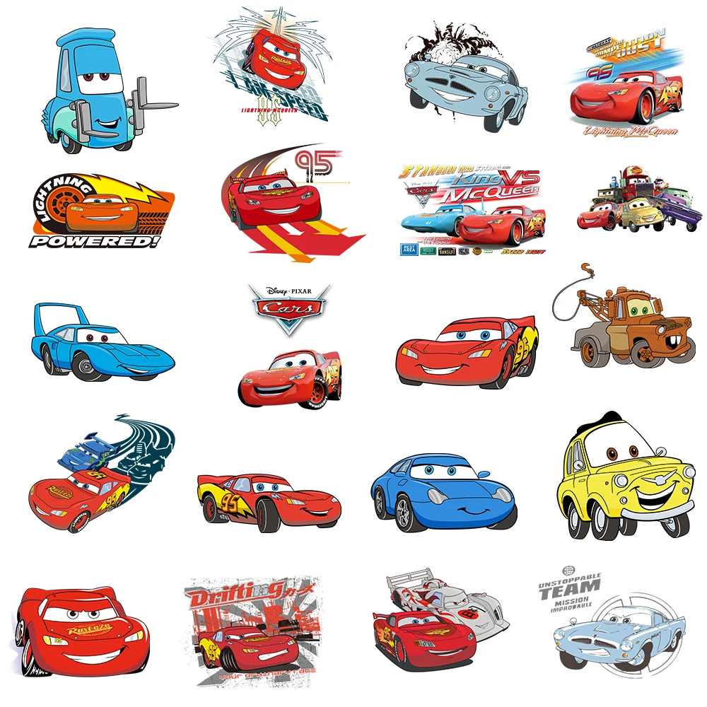 

Cars Disney Lightning McQueen Iron on Patch Heat Transfer Stickers for Kids Clothes T-shirt Racing Car Cartoon Iron-On Transfers