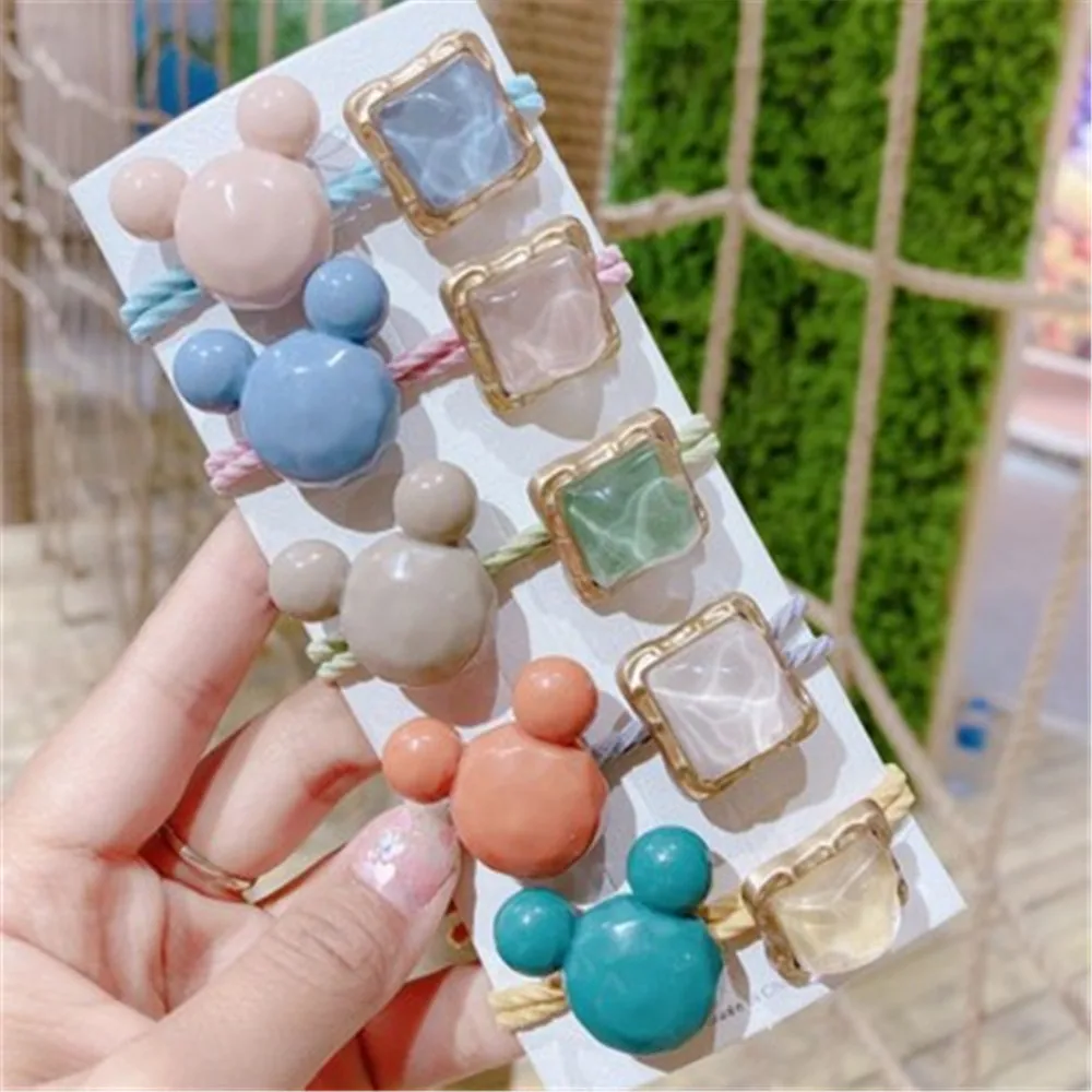

Women Elastic Hair bands Hair tie Girl Acrylic Bear Animal Crystal Korean Hair Accessories Handmade Head bands Wholesale