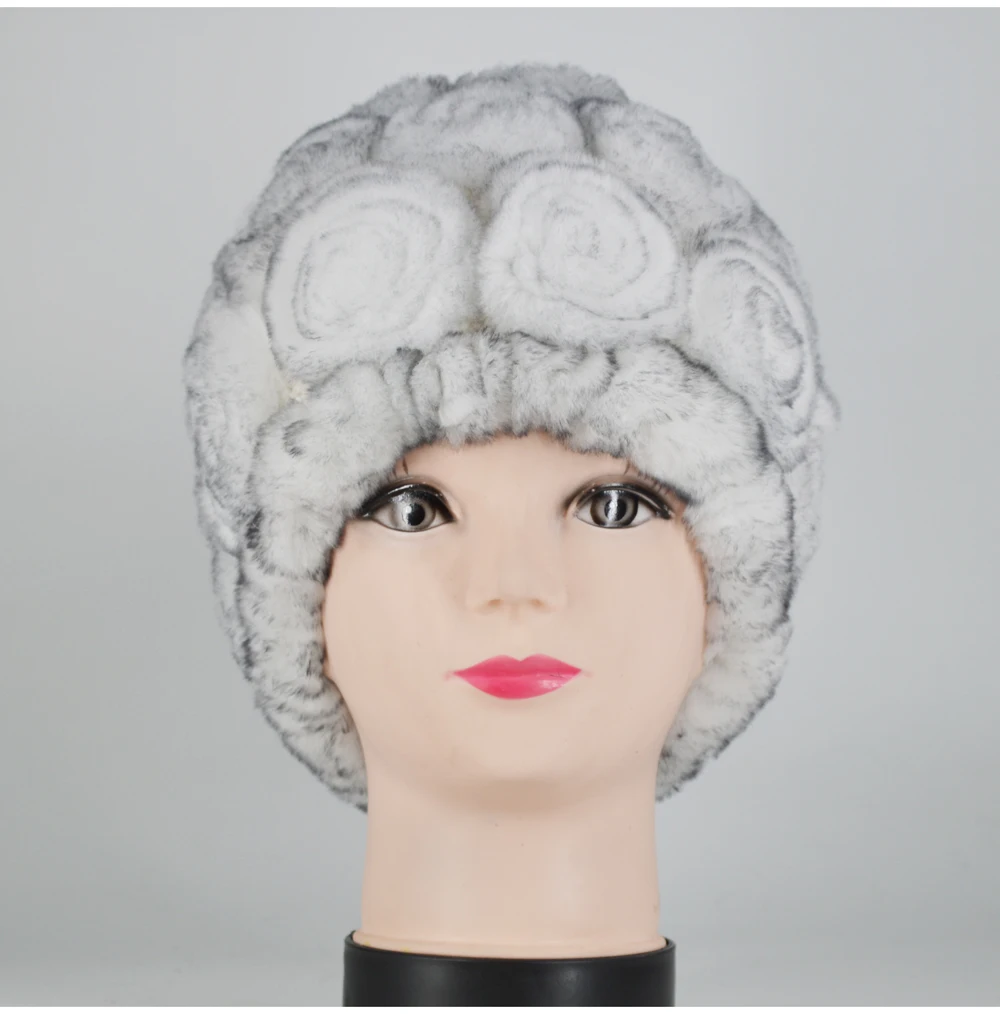 New Women Rex Rabbit Fur Knitted Hats Lady Winter Hats for Girls Skull Cap Real Fur Knitting Rabbit Skullies Beanies Female Hat