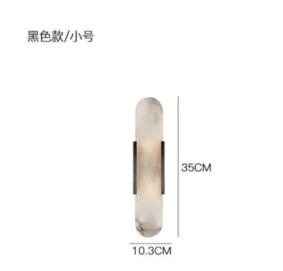 Postmodern creative natural marble living room wall lamp hardware bed bedroom study designer wall lamp - Цвет абажура: black D10.3 X H35CM