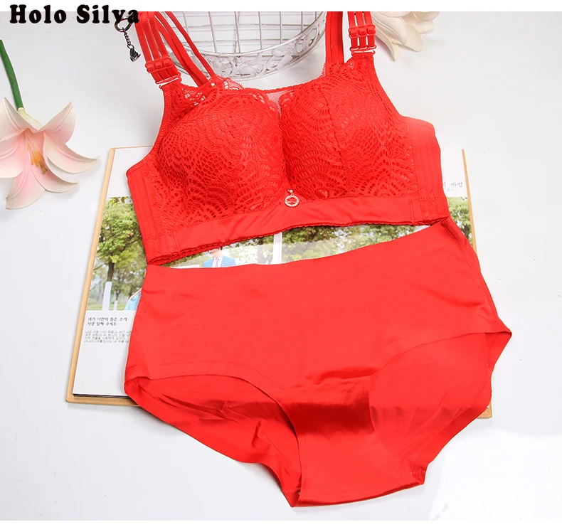 

Sexy Smooth Gathering Bra Sets Bralette For Women Push Up Removable Shoulder Strap Bra Sets Wire Free 3/4 Cup Sexy Lingerie Sets