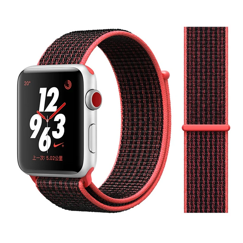 red black Нейлоновый ремешок для apple watch 44 мм/40 мм 4 5 iwatch 42 мм/38 мм 3 2 1 браслет красочные спортивные аксессуары для часов - Цвет ремешка: red black
