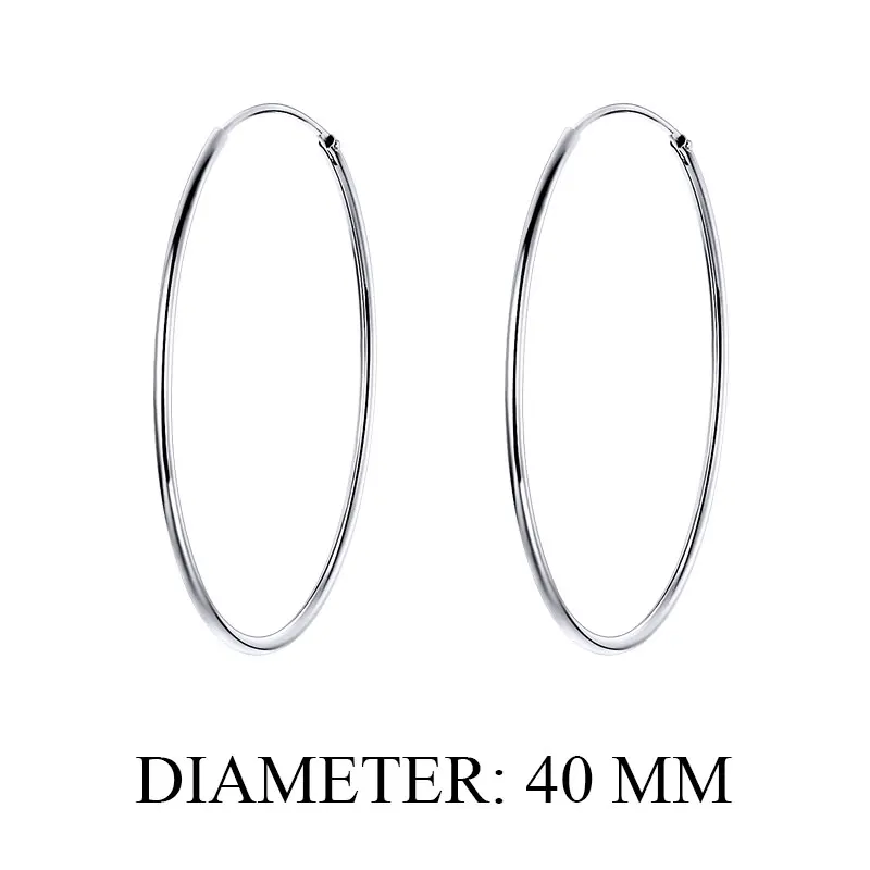 Large Silver Hoop Earrings, Sterling Silver Hoops, Large Minimalist Hoop  Earrings, Big Silver Hoops, 40mm Hoop Earrings