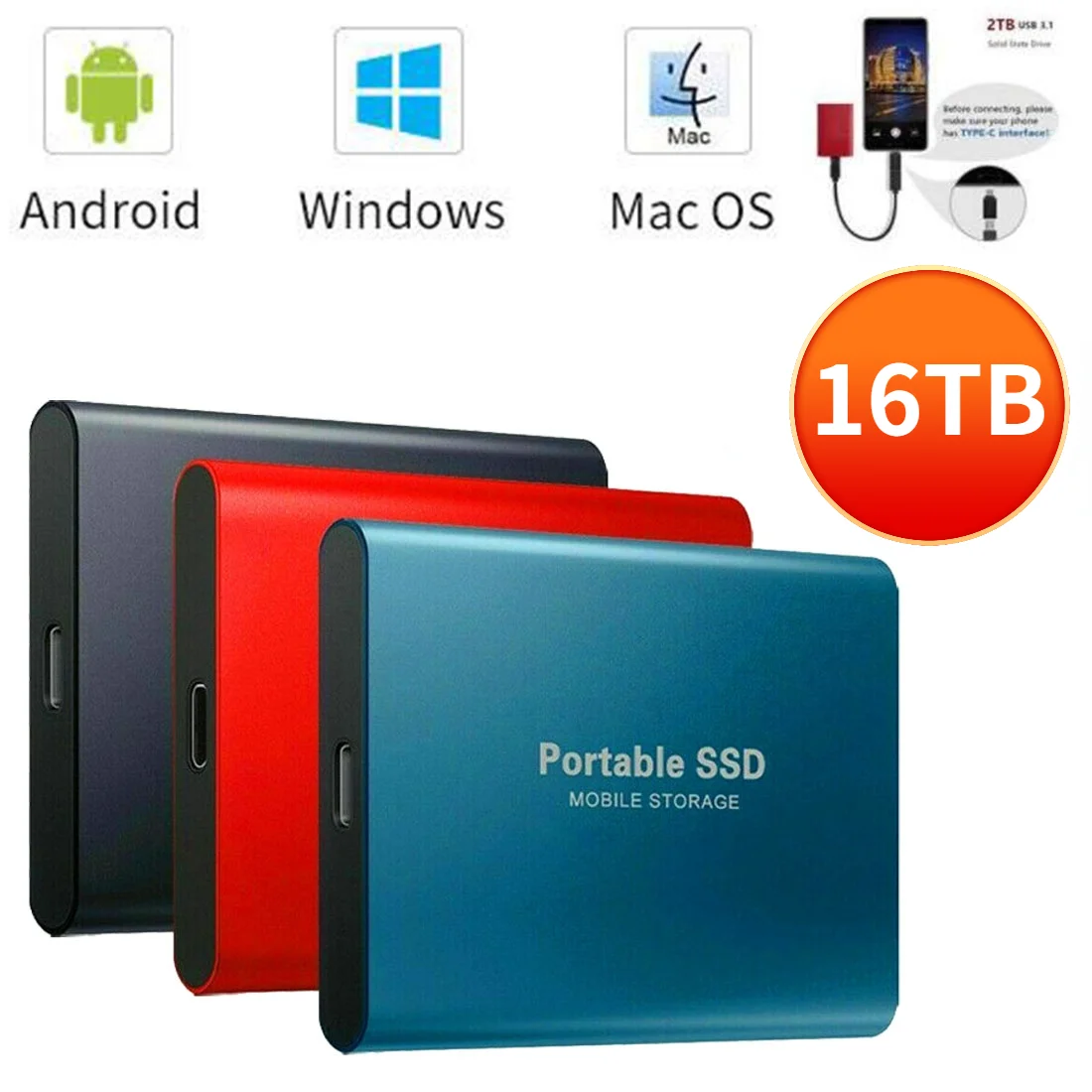 solid state external drive USB 3.1 Type C SSD 4TB 8TB 16TB external