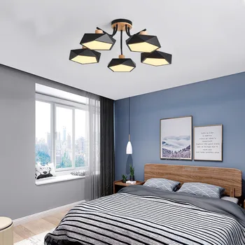 

Nordic LED Chandelier Lighting Luster Living Room Bedroom Creative Design Chandelier Light Fixtures LOFT Solid Wood Hanging Lamp