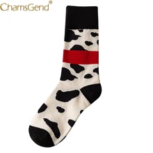 6 цветов, трендовые носки с принтом коровы, женские, мужские, унисекс, Harajuku, весна, осень, зима, теплые хлопковые носки 910