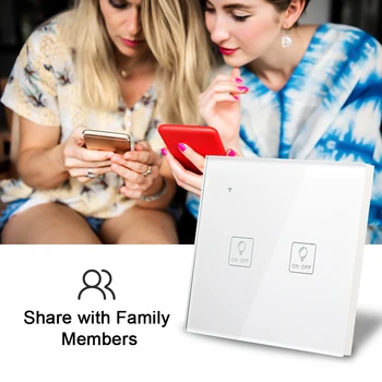 

Hot Wi-Fi Light Switch Light Touch Switch Glass Panel APP Control Timing Function Voice Control Smart Light Switch (1/2/3/4 Gang