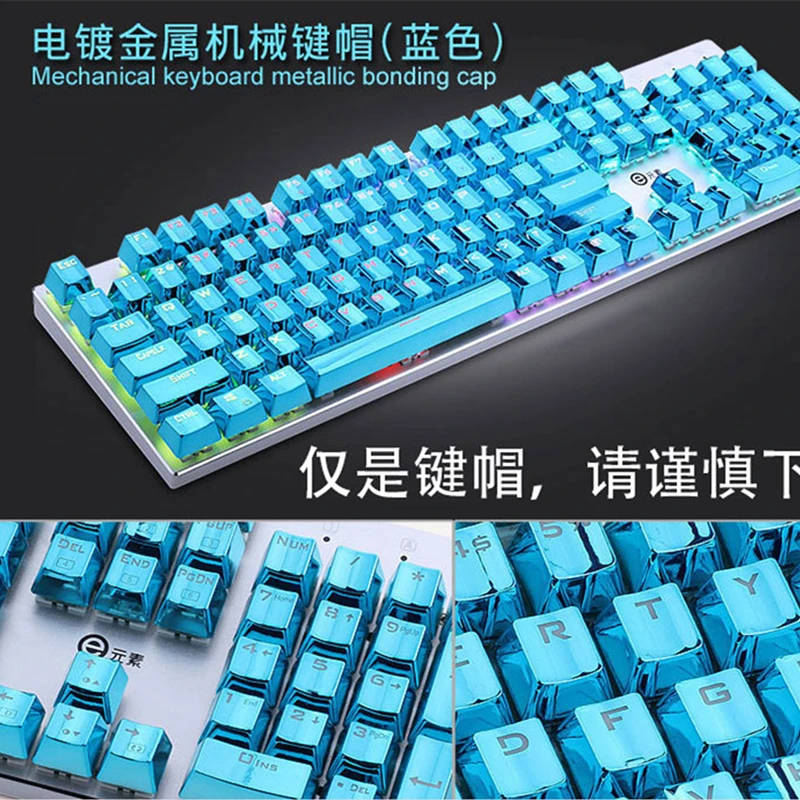Синий Набор ключей Overgild для механической клавиатуры Cherry MX, 104 клавиш, двойная съемка, металлические цветные колпачки для ключей, инструмент для удаления ключей - Цвет: Синий