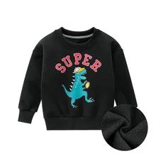 Г. Осенний стиль, модный свитер с длинными рукавами и круглым вырезом Одежда для маленьких мальчиков детская бархатная черная одежда с рисунком динозавра, размер на 2 до 8 лет