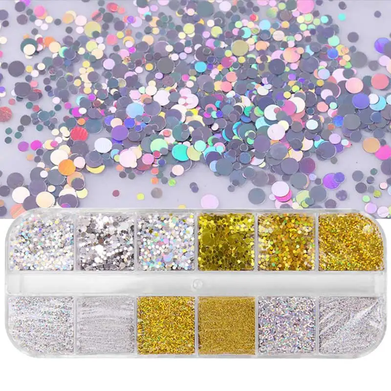 

Holographic Nail Glitter Flakes Sequin AB Glitter Mermaid Dipping Powder Mixed Size Round Shape Paillette Nail Art Decor
