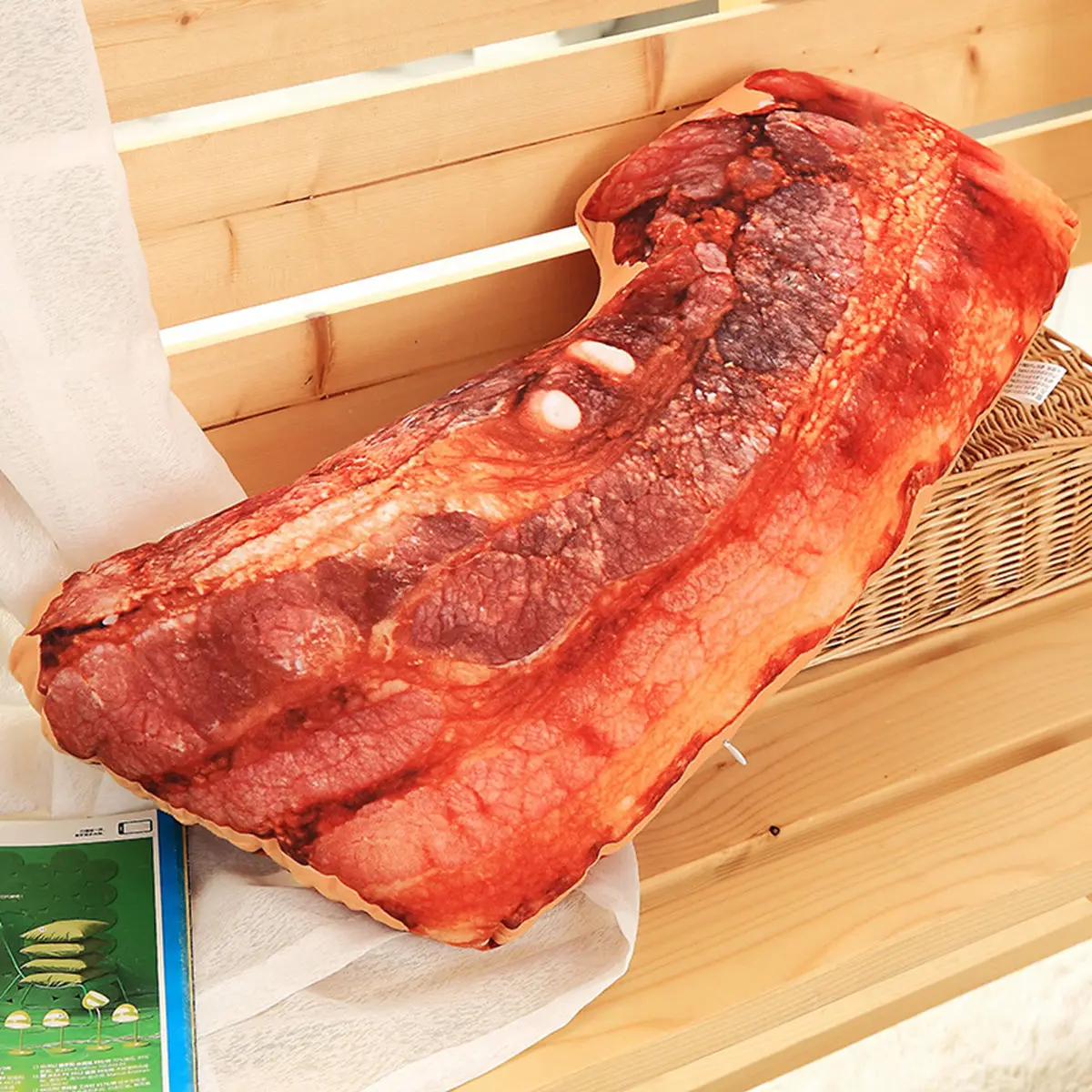 Bacon Имитация еды, Мехико, подушка для барбекю, подушка для сиденья, морская еда, плюшевая игрушка, кукуруза, карп, баклажан, бекон, подушки, забавный подарок, подушка для бойфренда - Цвет: Bacon