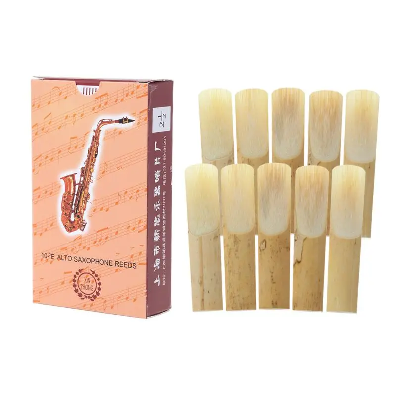 

10pcs Eb Alto Saxophone Reeds Bamboo Strength 2.5 Sax Woodwind Instrument Parts