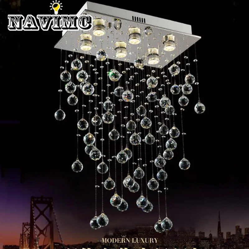 

Rectangle Light Fixture Living Room Bedroom Lamp Lighting with Real Crystals