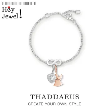 

Heart & Guardian Angel Charm Bracelets Link Chain 925 Sterling Silver New Romantic Fashion Lucky Jewelry Europe Style Women Gift