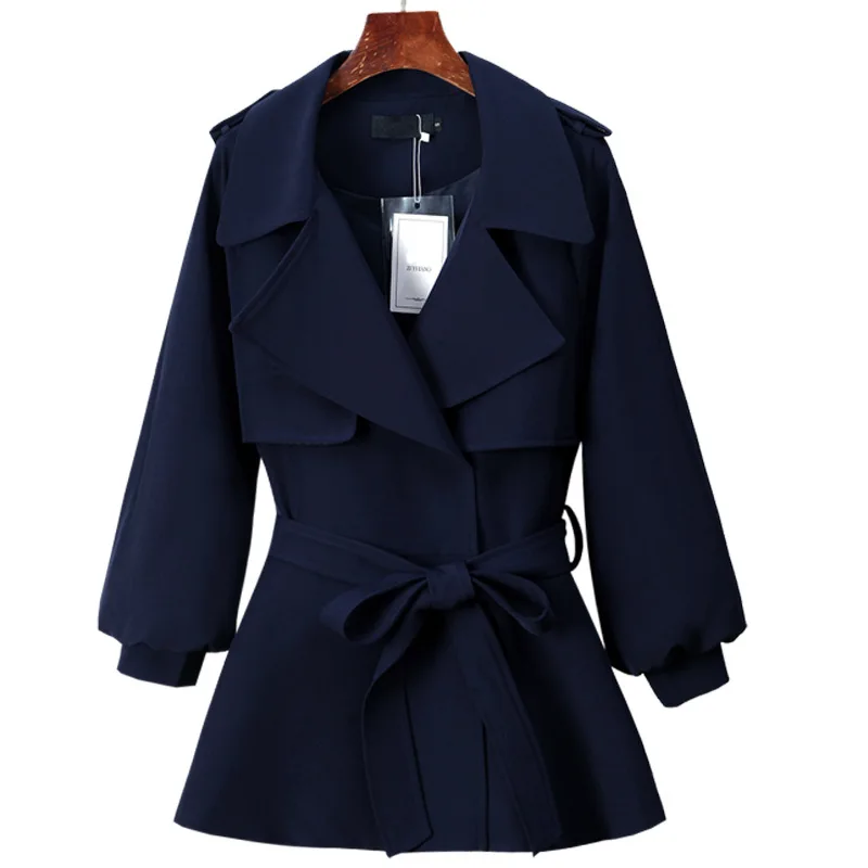 

Simple Cool Solid Color Trench Coat 2019 Autumn Mid-length Ninth Sleeve Slimming Slim Fit Versatile Fashion