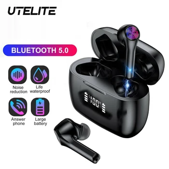 

UTELITE T9 TWS Wireless Earbuds Bluetooth 5.0 Earphones Waterproof Sport Stereo Hifi Led Power Display Gaming Headset Earphones