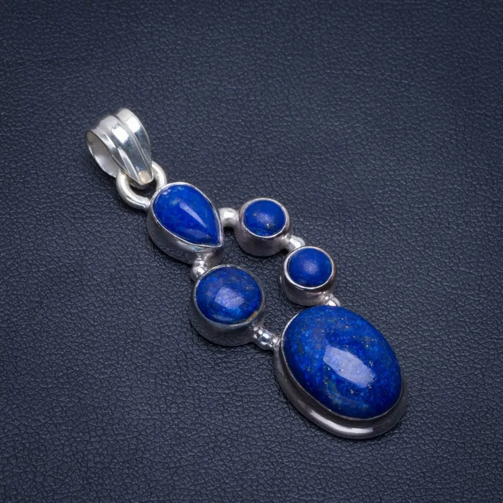 

Natural Lapis Lazuli Handmade Unique 925 Sterling Silver Pendant 2" B3025